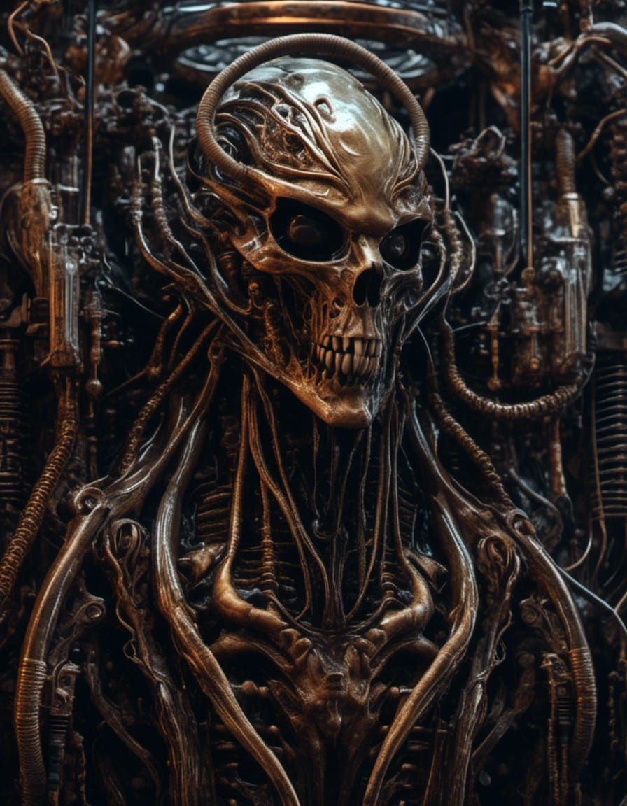 <lora:Alien Complex:1.0>kris kuksi,   H.R Giger, Nekro , photoreal , wet  xenomorph , dripping Hypermaximalist complex alien space monster i...