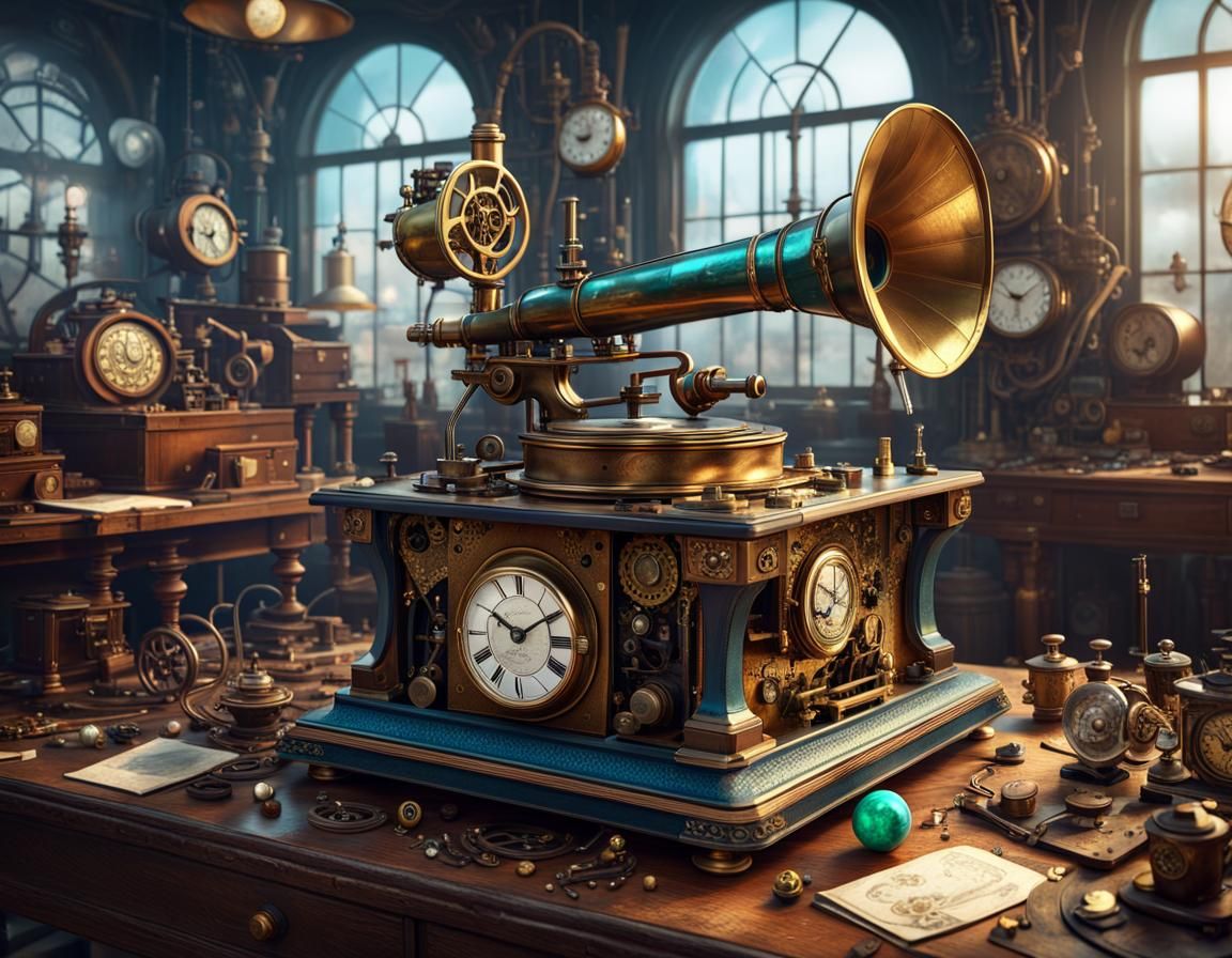 Victrola in the clock shop  by @morphie 