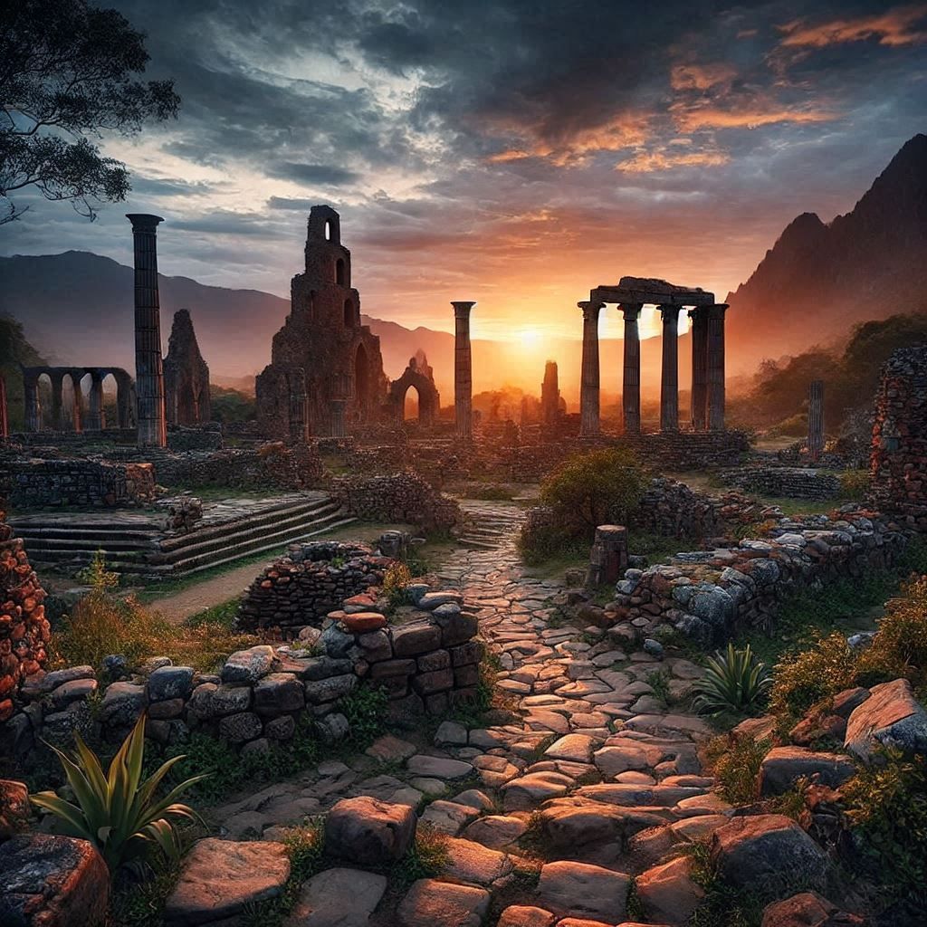 Ancient ruins at dawn