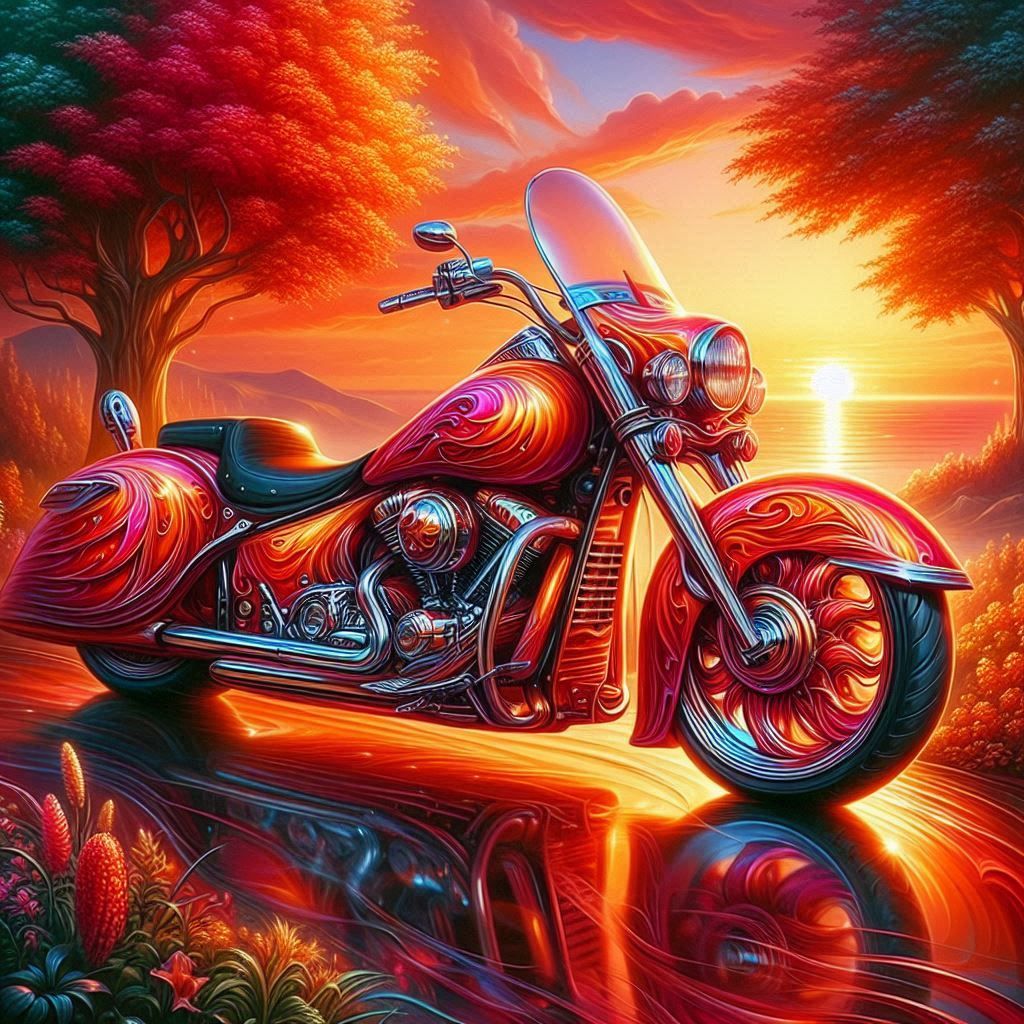 Red Orange Motorbike