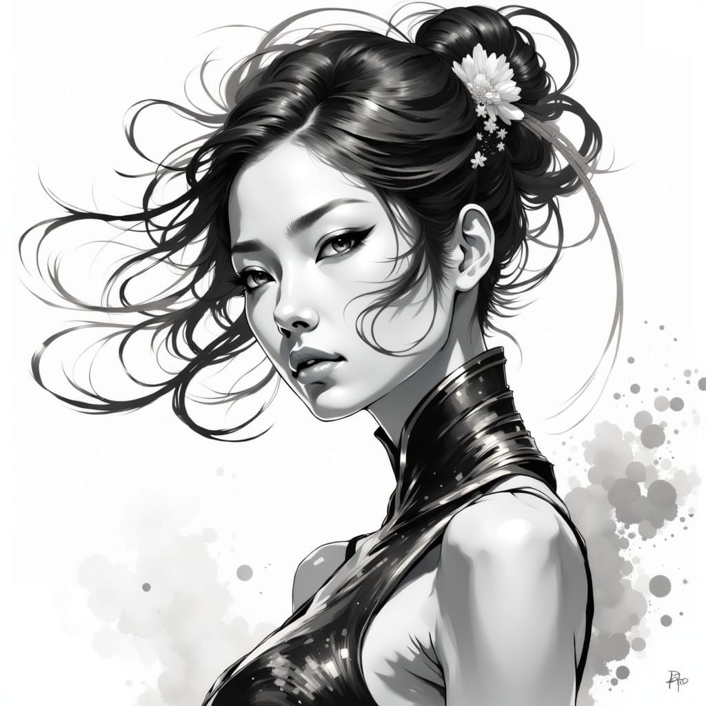 <lora:Genshin Ultra:1.0>; 8k; cell shaded comicbook style; a stunning asian urban womans face head and shoulders; stunning eyes; dance dress...