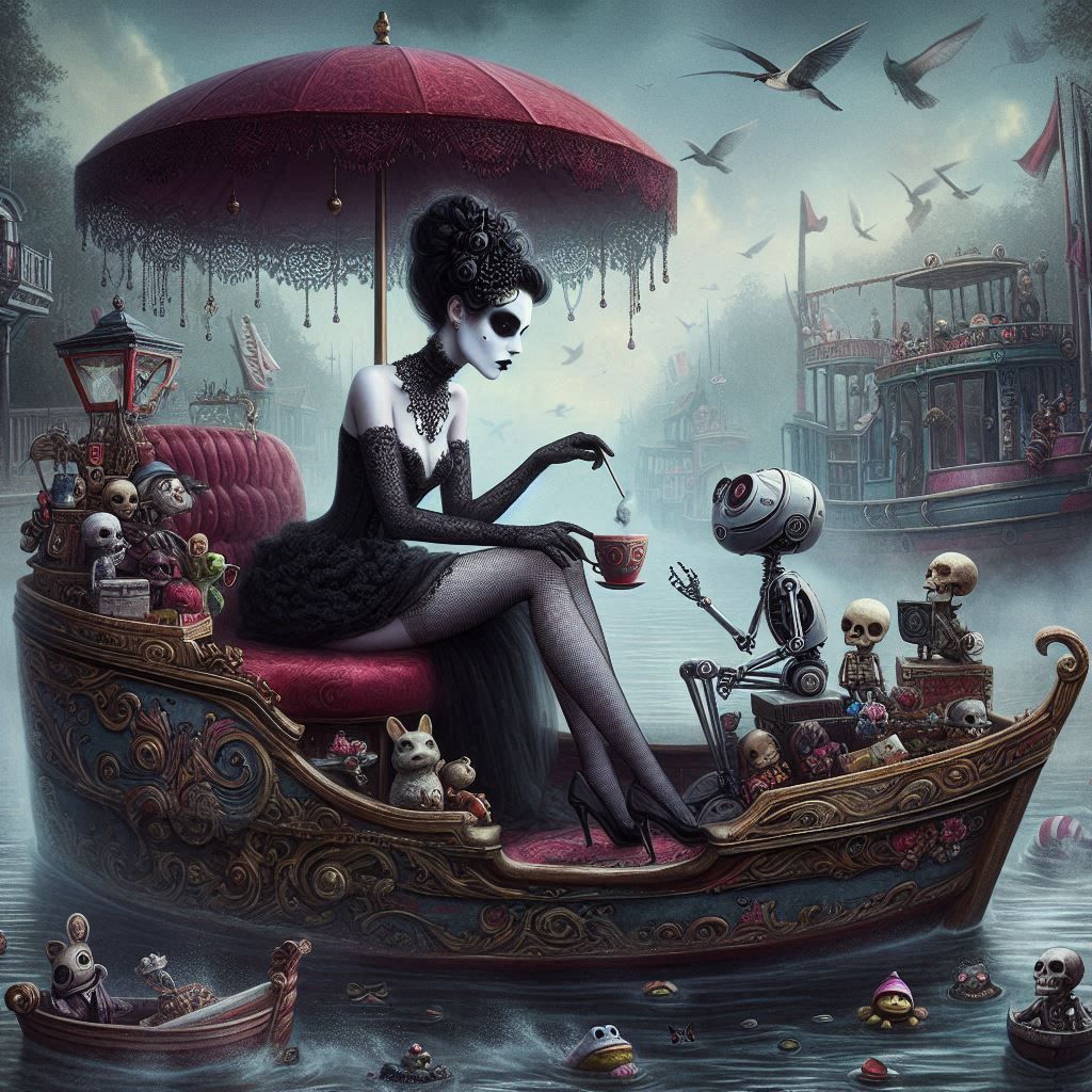 Goth Lady and Frog Enjoy the River with Dru-Bot. ~7th Place