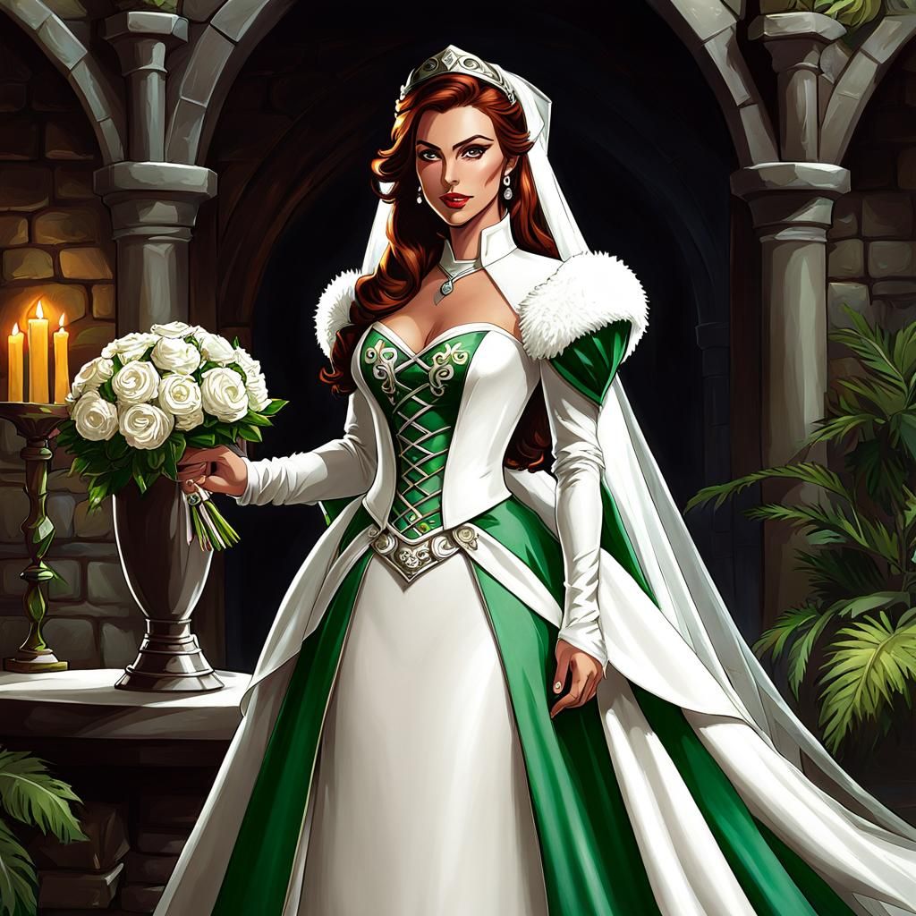 Dungeons and dragons rogue wearing a wedding dress