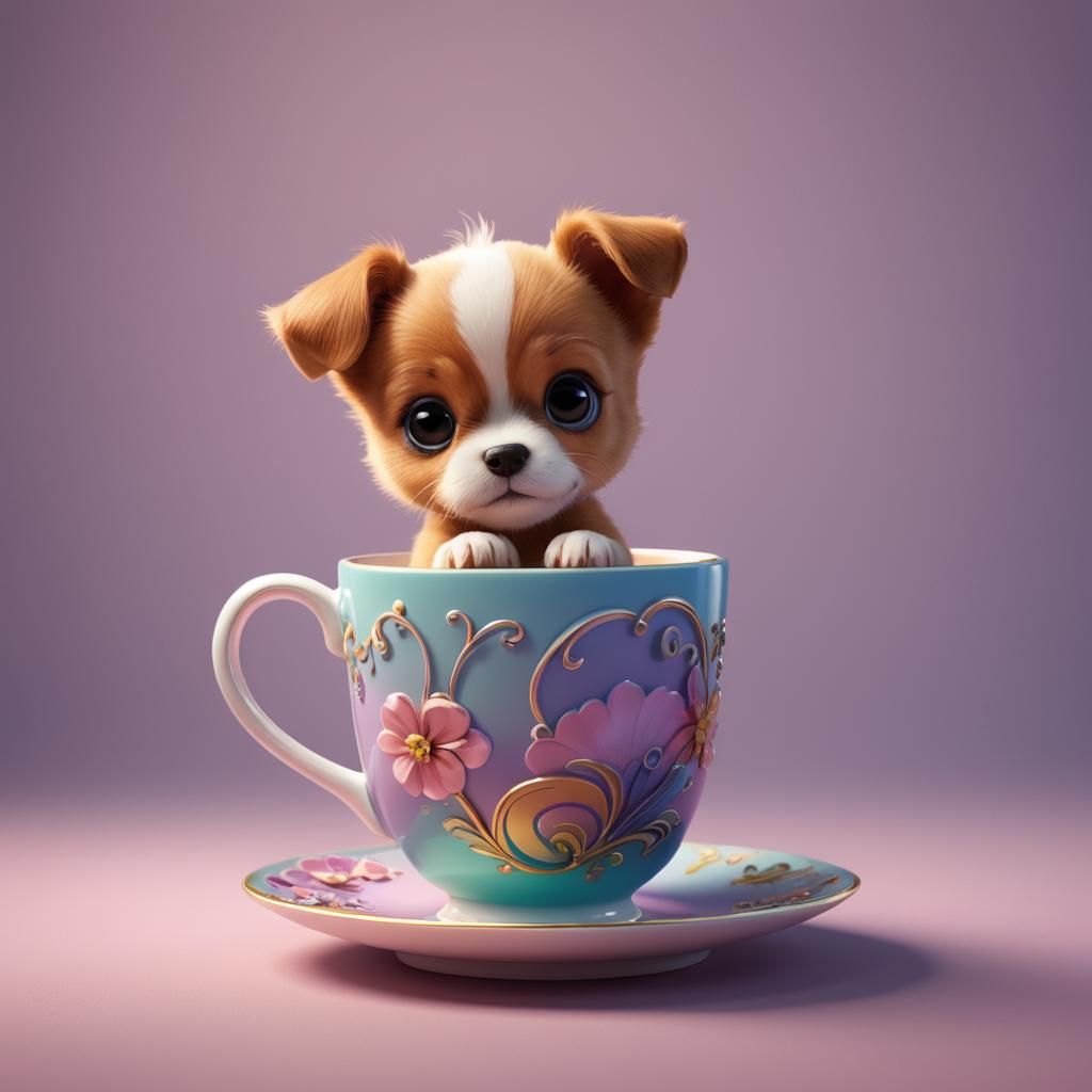 Teacup Puppy: Pixar-Style 3D Digital Art
