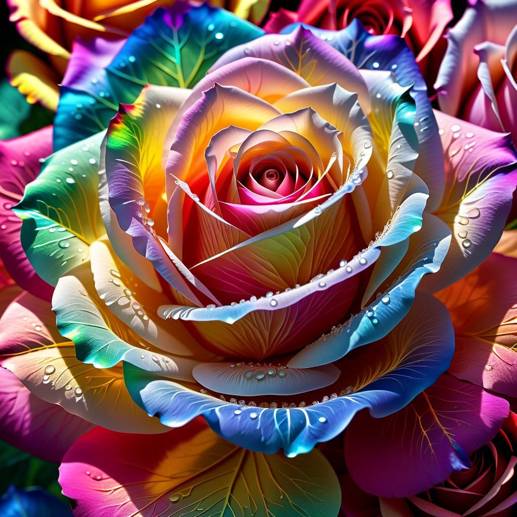 Crystal Magicalrainbow Rose Paper Thin Petals See Through Veins 