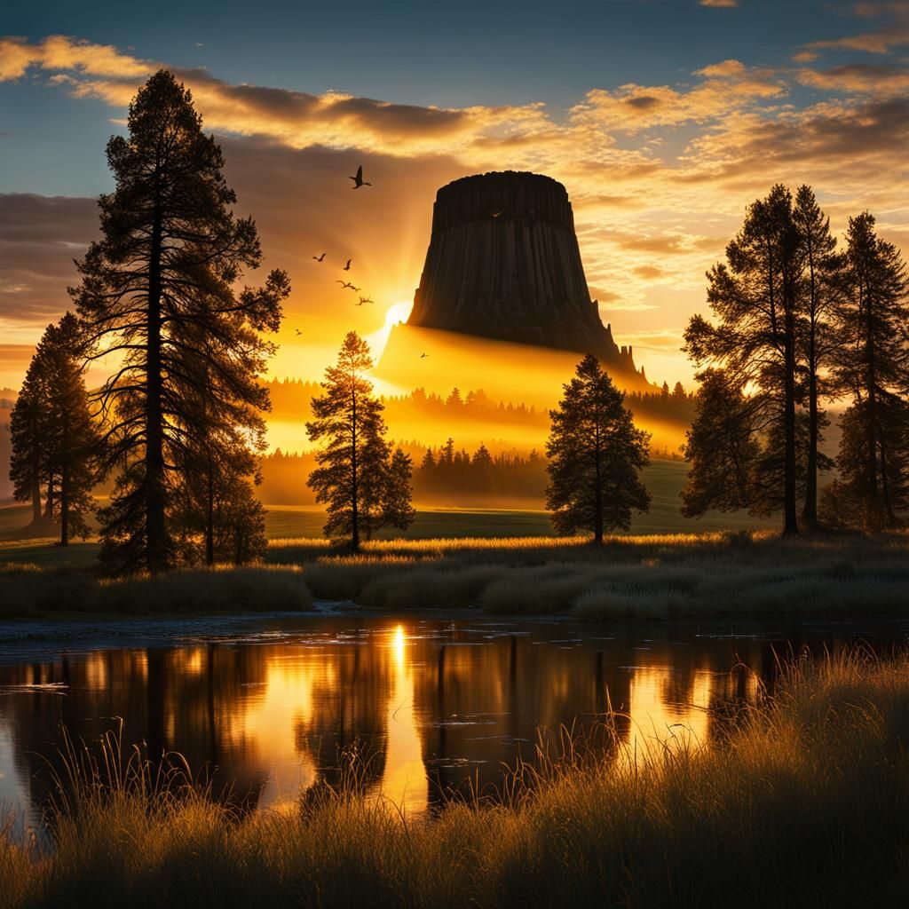 Sunrise over  Devil's Tower