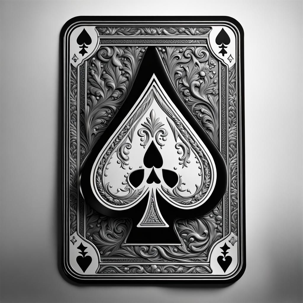 Ace of spades card angled view, 3d stick out, hyper realistic ...