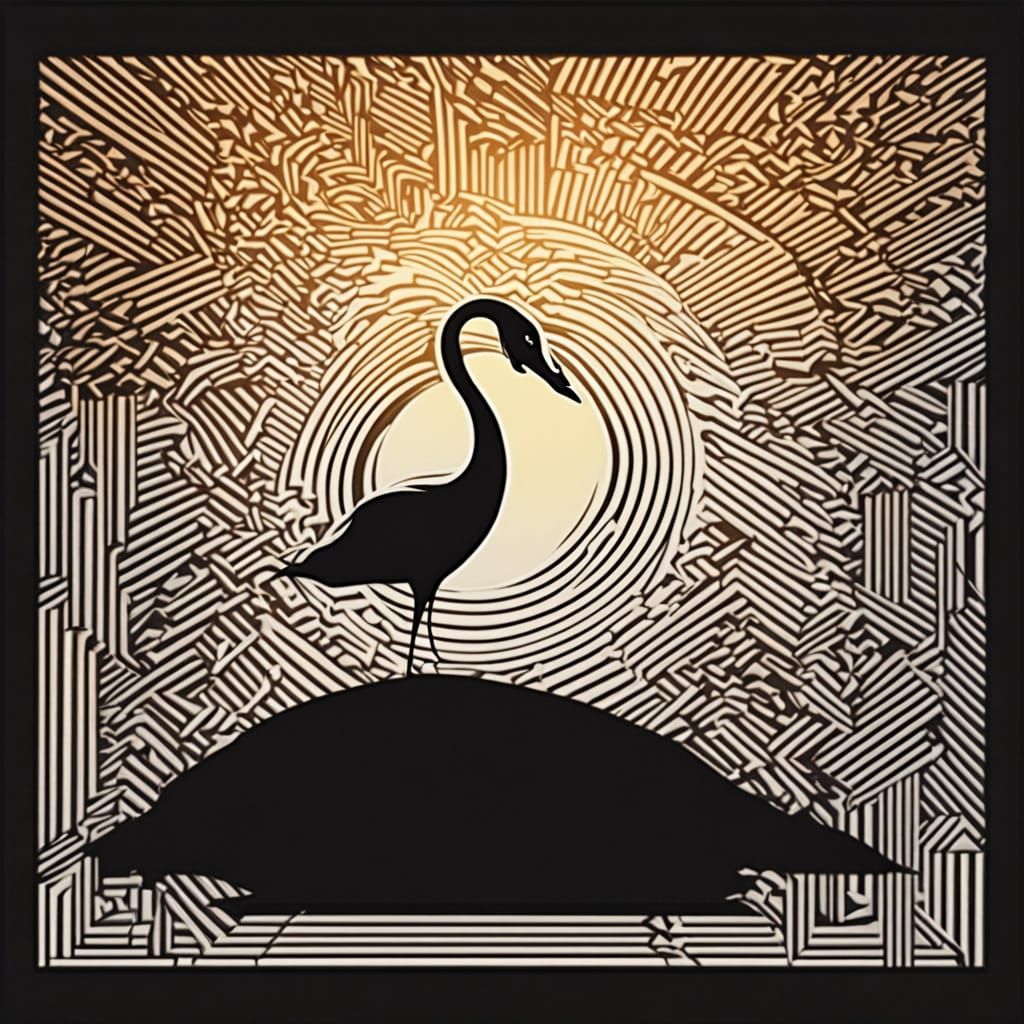 Victorian Swan in Op Art Style