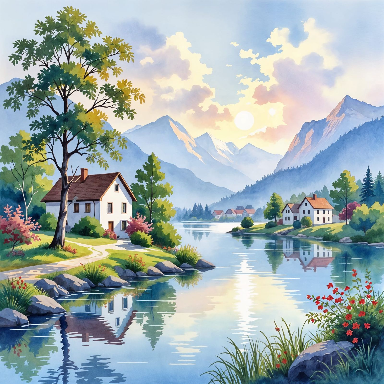 Beautiful Watercolour Landscape Art