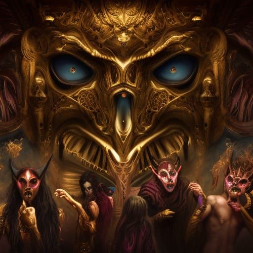 You are being stared at by a bunch of people wearing demonic...