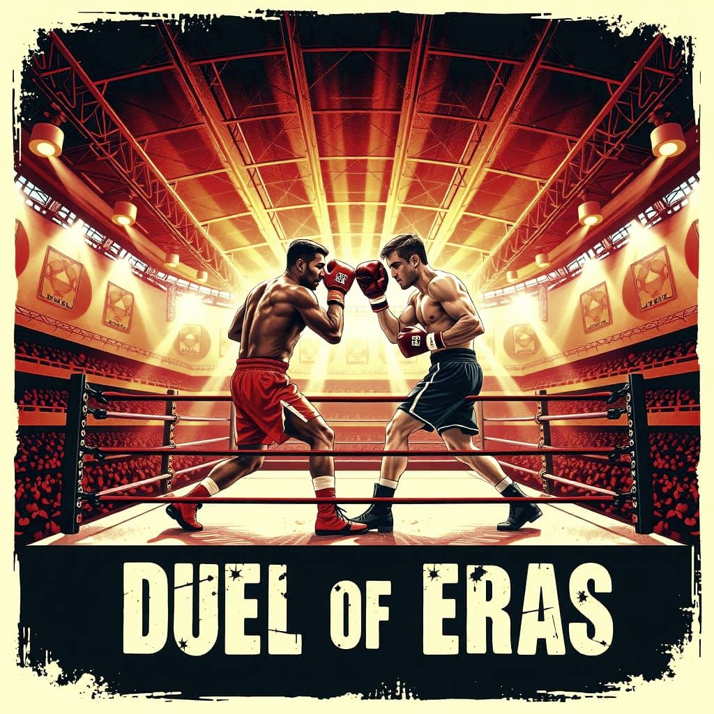 An ultra-detailed, vintage-style poster for a boxing match, depicting two stylized figures locked in ...  by @Kuroji