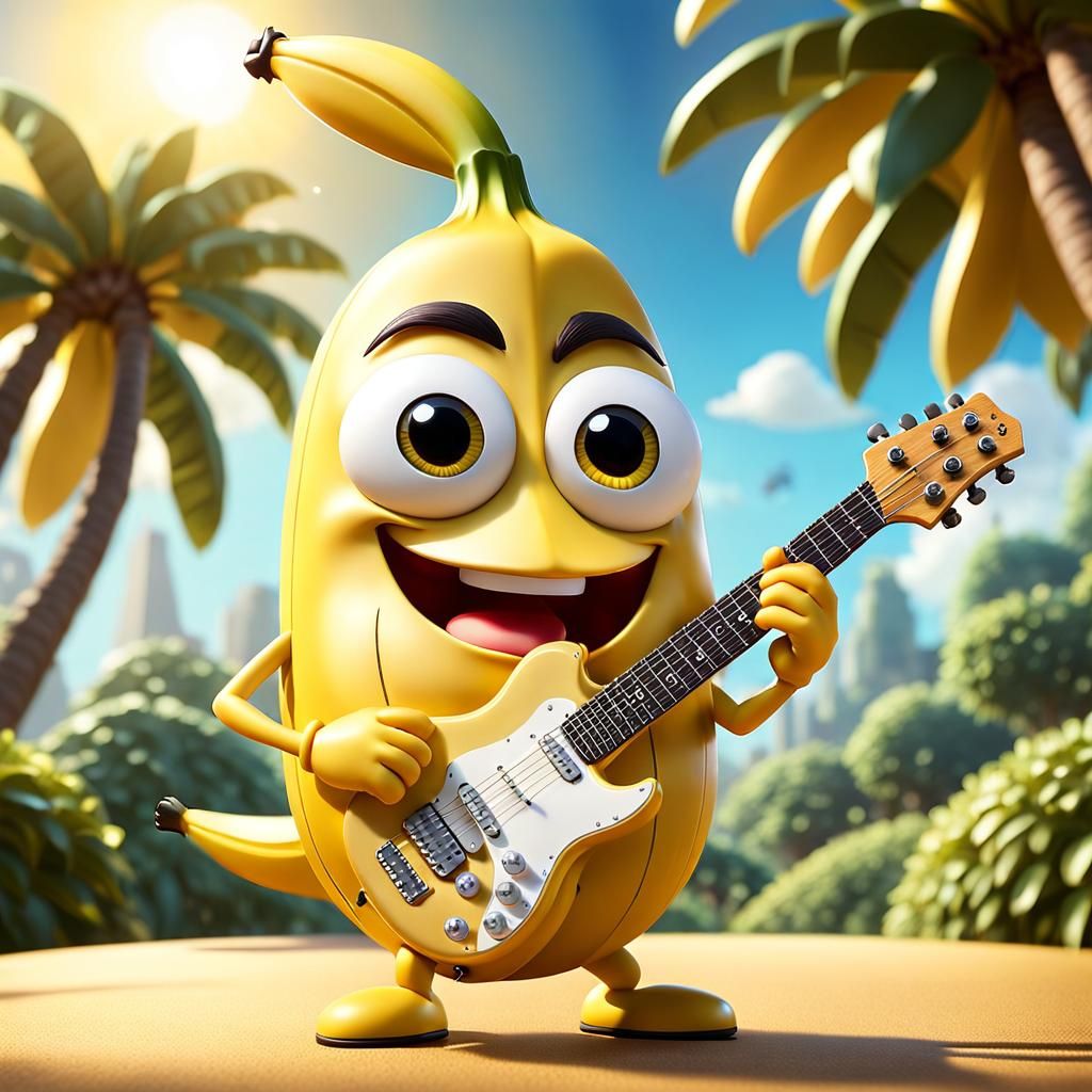 chibi banana playing on guitar  by @Adrian