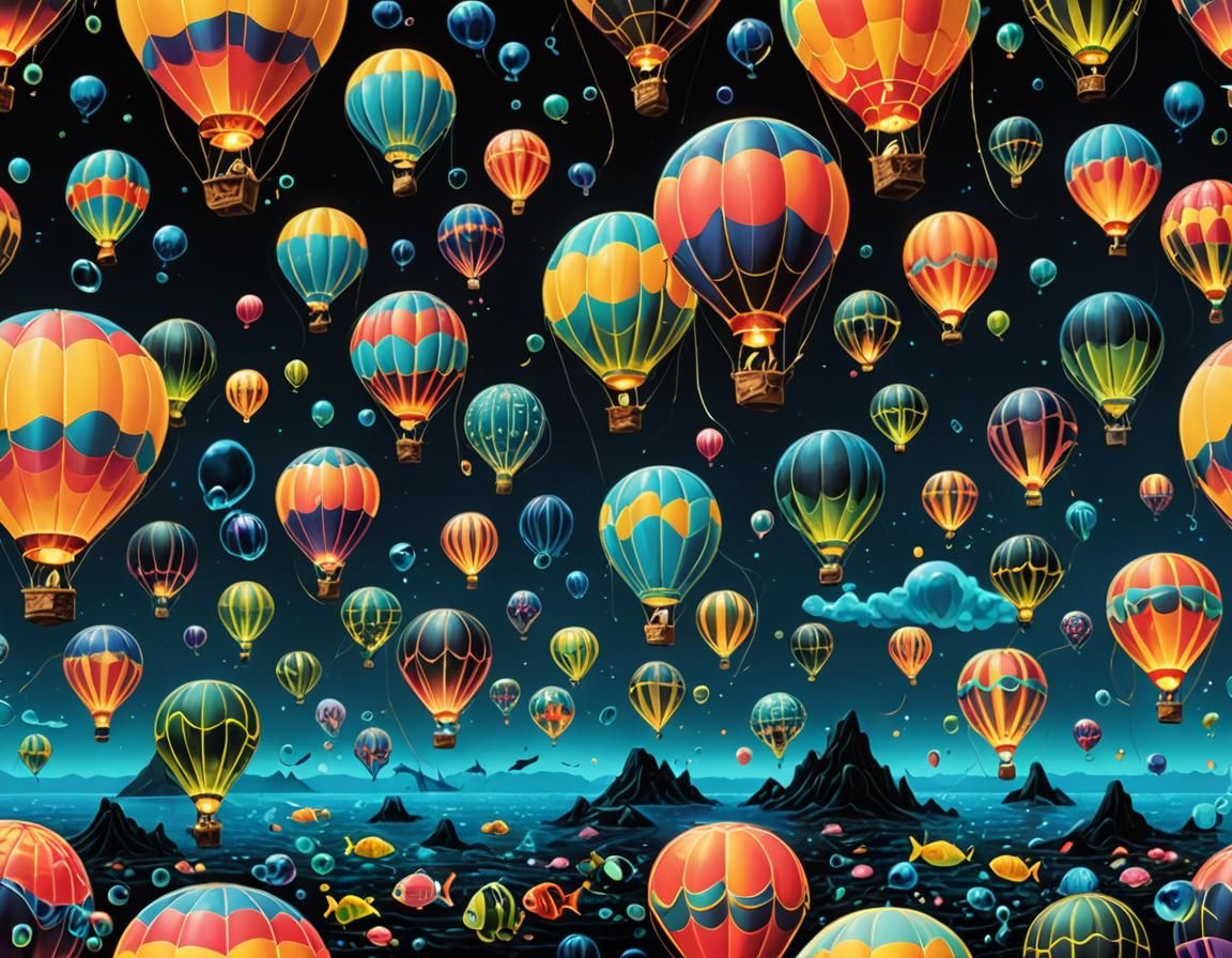 Glowing Ballons At Dusk