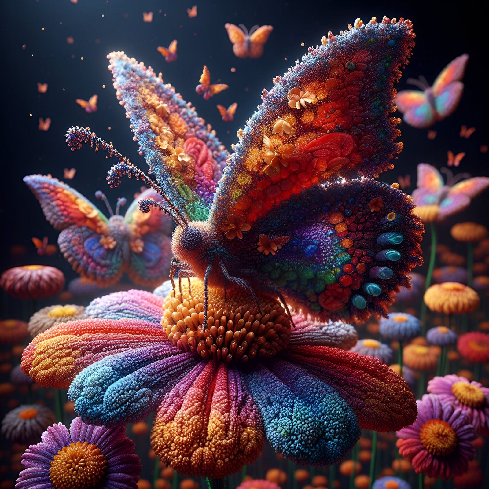 I am the food for myself🌼 (Butterfly of Colorful Flowers)  by @SmitAiArtist