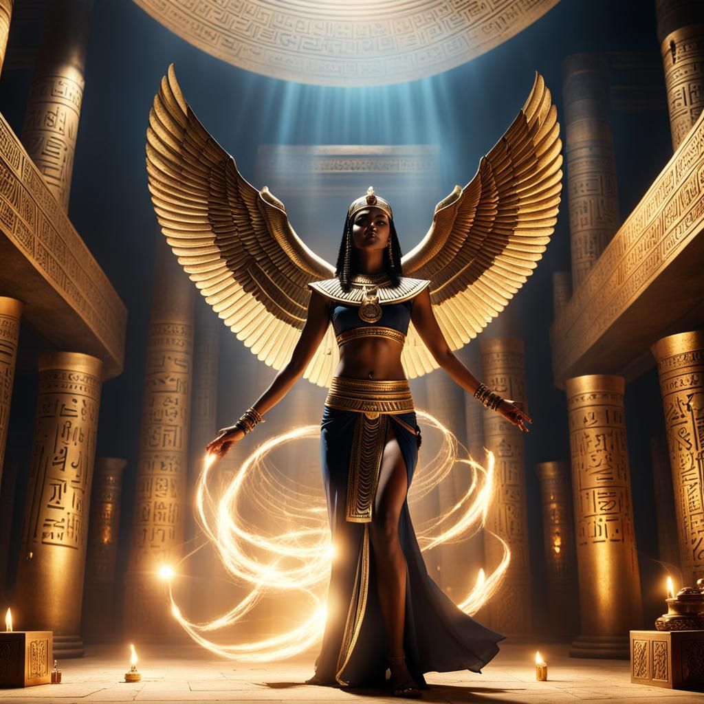 Ancient Egyptian Sorceress Casting A Spell - Ai Generated Artwork 