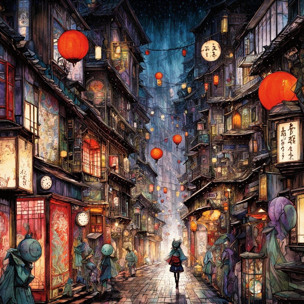 city of masks  by @-abyss-