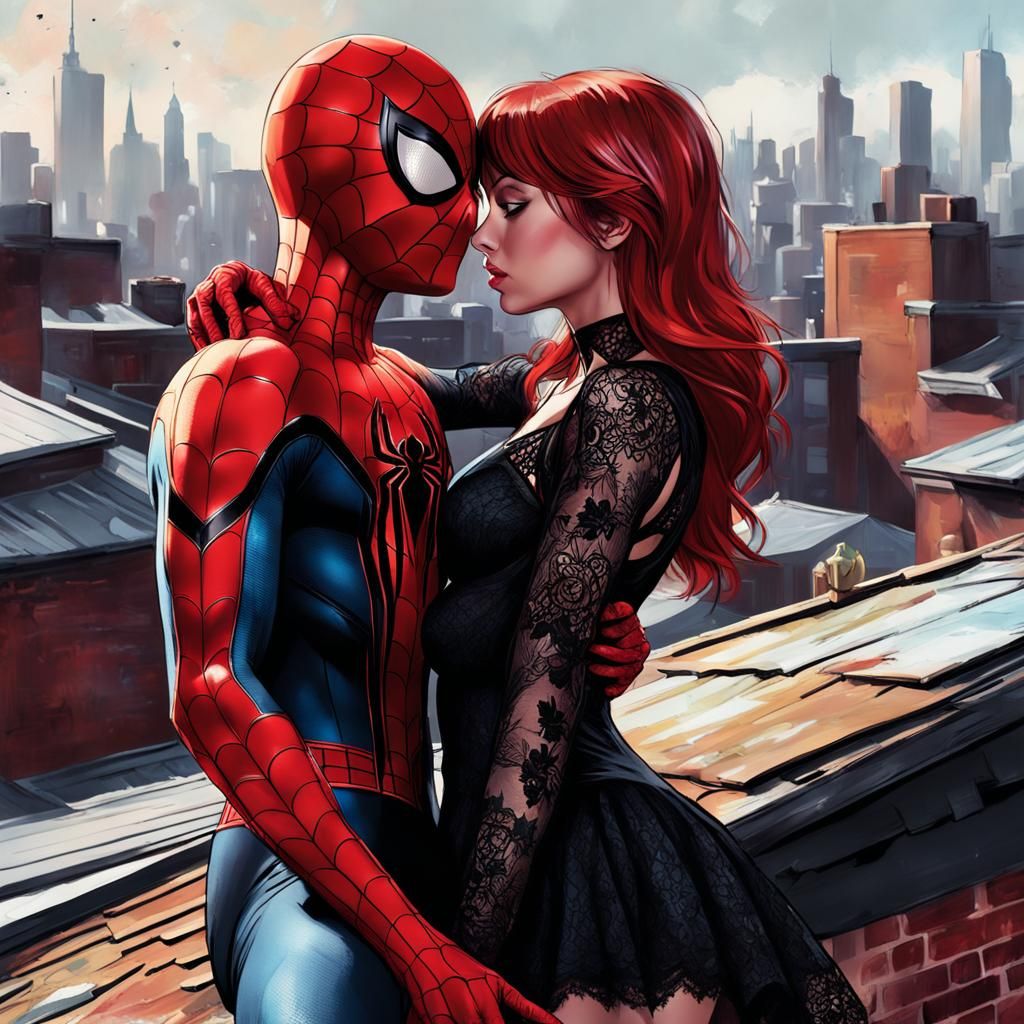 Spiderman with Mary Jane Watson - AI Generated Artwork - NightCafe Creator