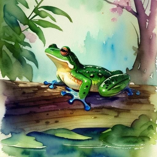A frog on a log, RomanticWatercolor
Beautiful dreamy and col...