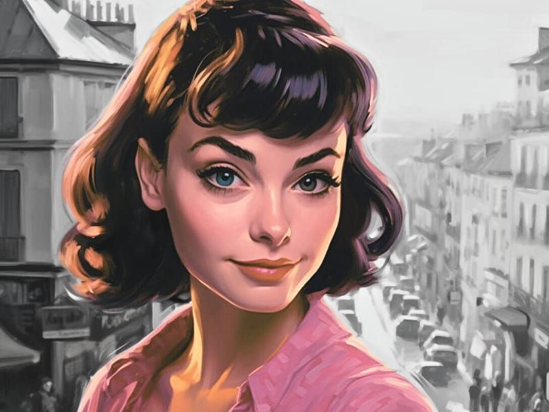 Portrait of a woman against mono color style city