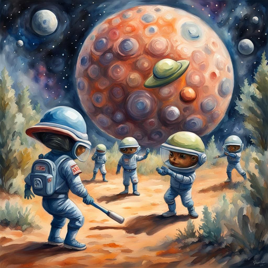A little league game in outer space  by @Funnies 