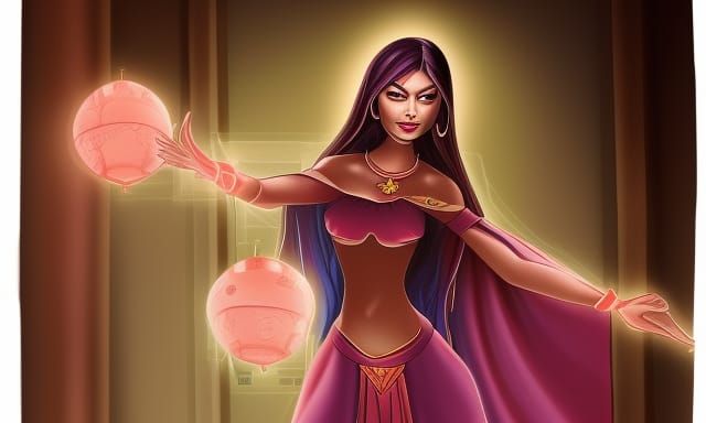 magical female Jinn from a lantern