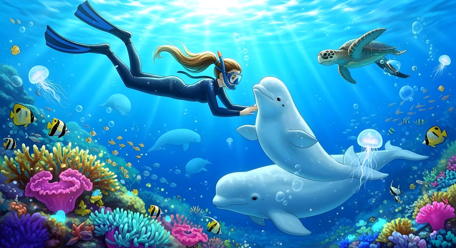 Curious Baby Beluga Whale  by @Gary Murakami