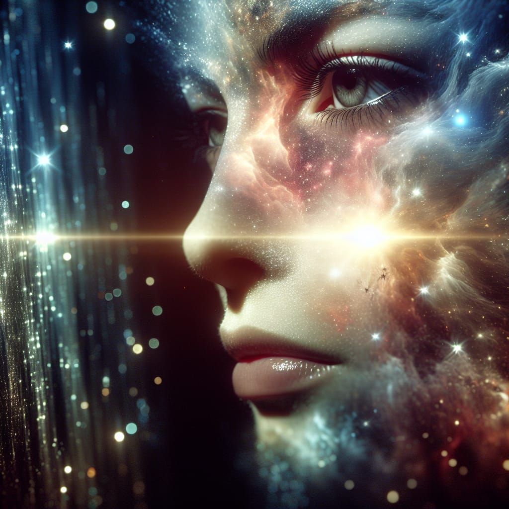 female face as galaxy for different planets and stars  by @-kitty-