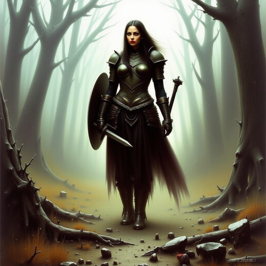  <lora:Evil Ways Flux:1.0> warrioress