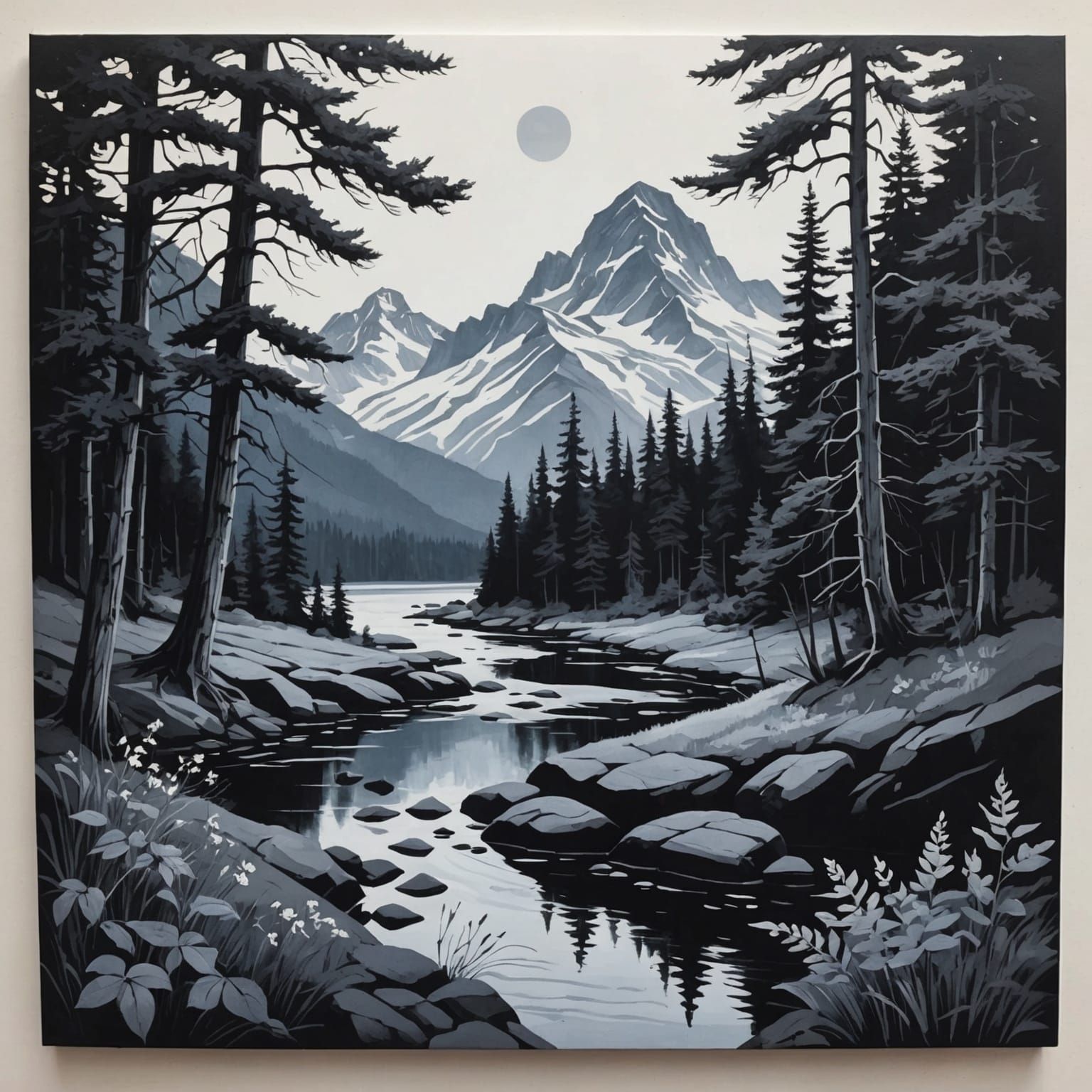 Monochromatic Mountainscape  by @Beep