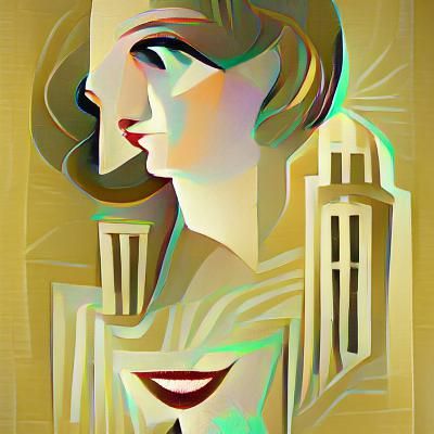 A portrait in the style of Art Deco