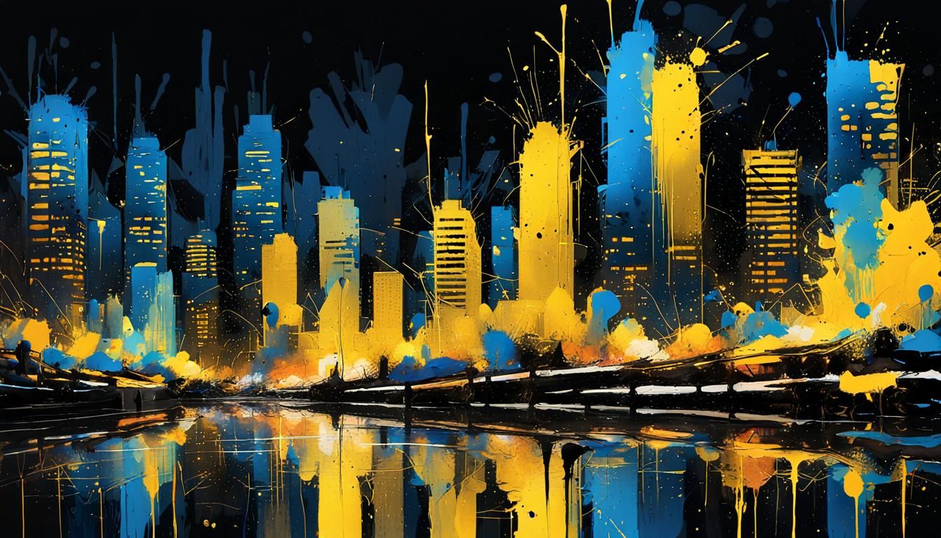 "Ink Splattered City"  by @Fredster
