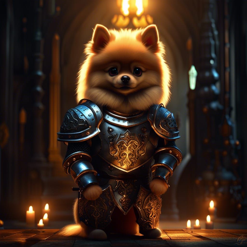 Pomeranian Paladin Knight in shining armor