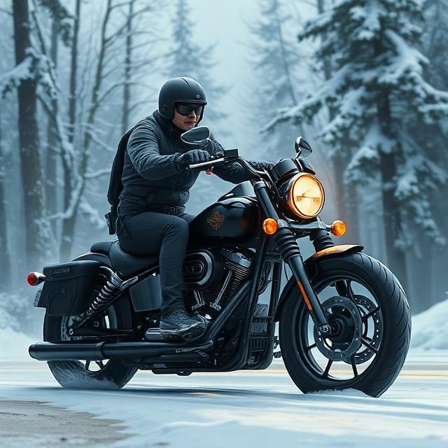 THE WINTER SOLDIER RIDING A BLACK HARLEY DAVIDSON MOTORCYCLE...
