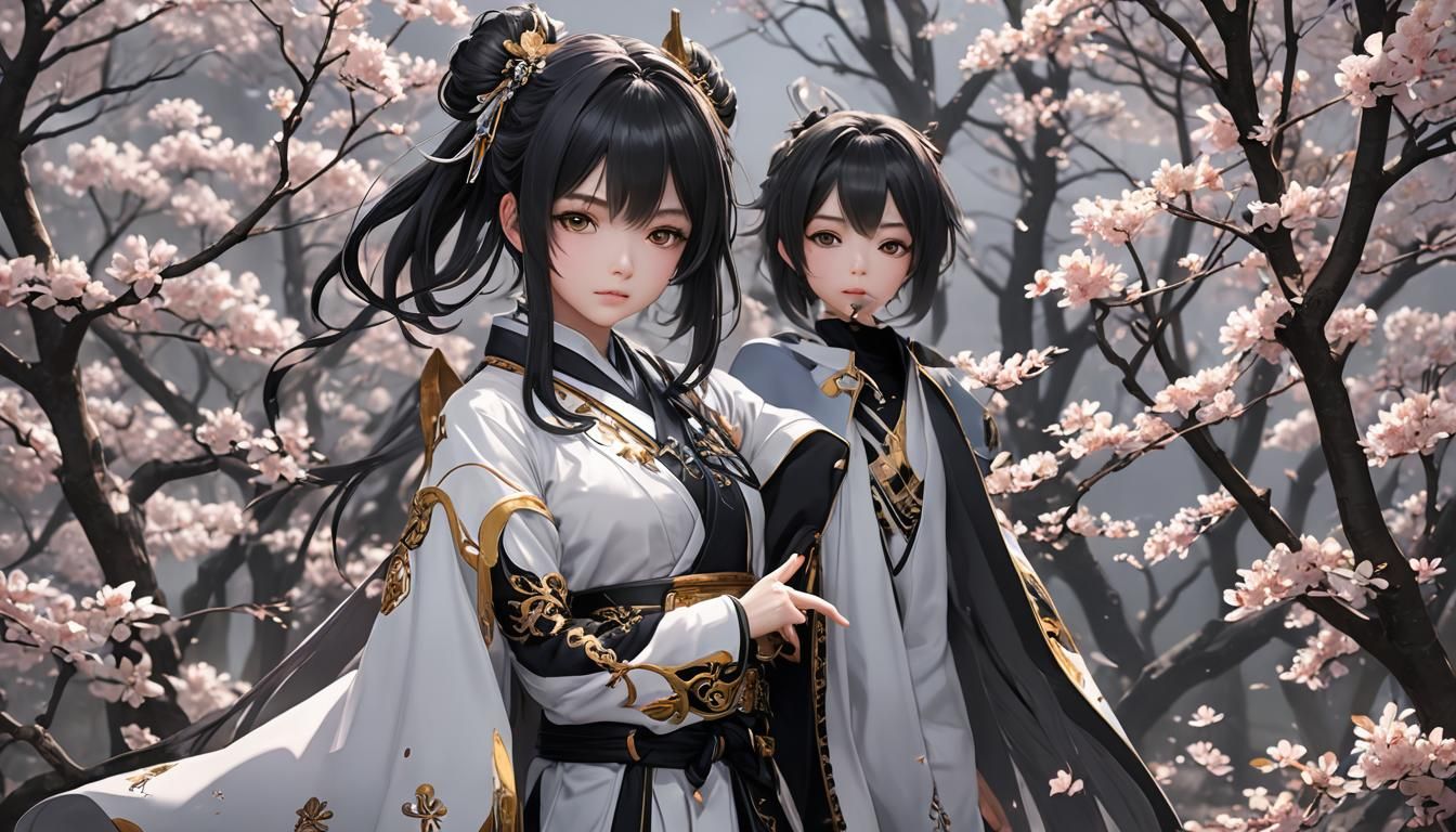 Charming Anime Ducks Engage in Epic Battle with Sleek Black ...