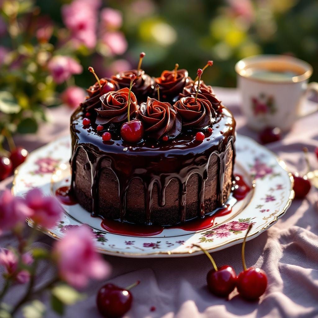 Chocolate Cherry Cake  by @OokamiKasumi