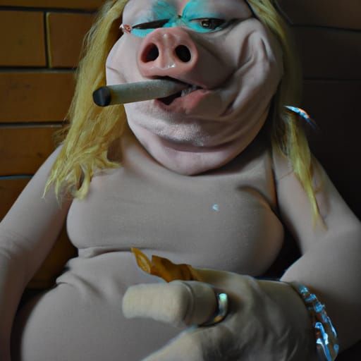 Miss Piggy Smoking a Blunt