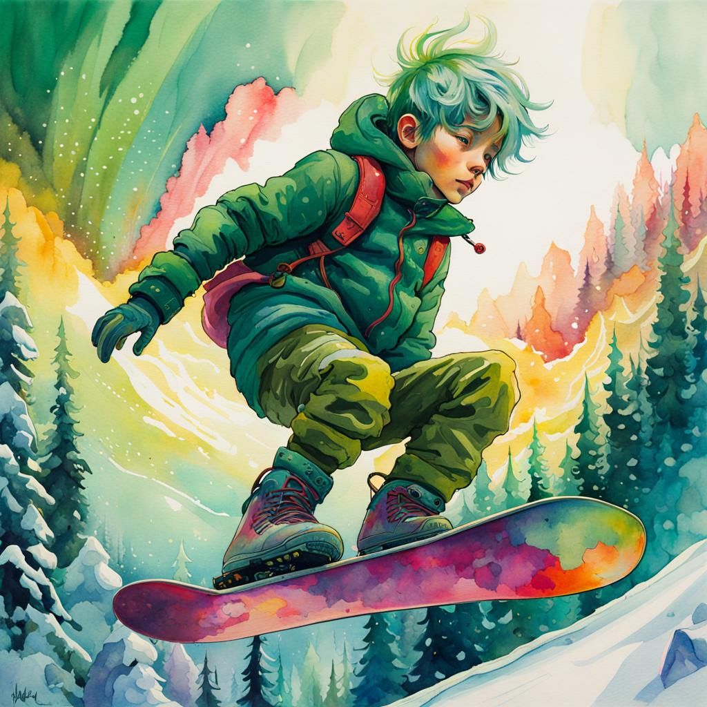 Snowboarding, pickle_green_colour palette