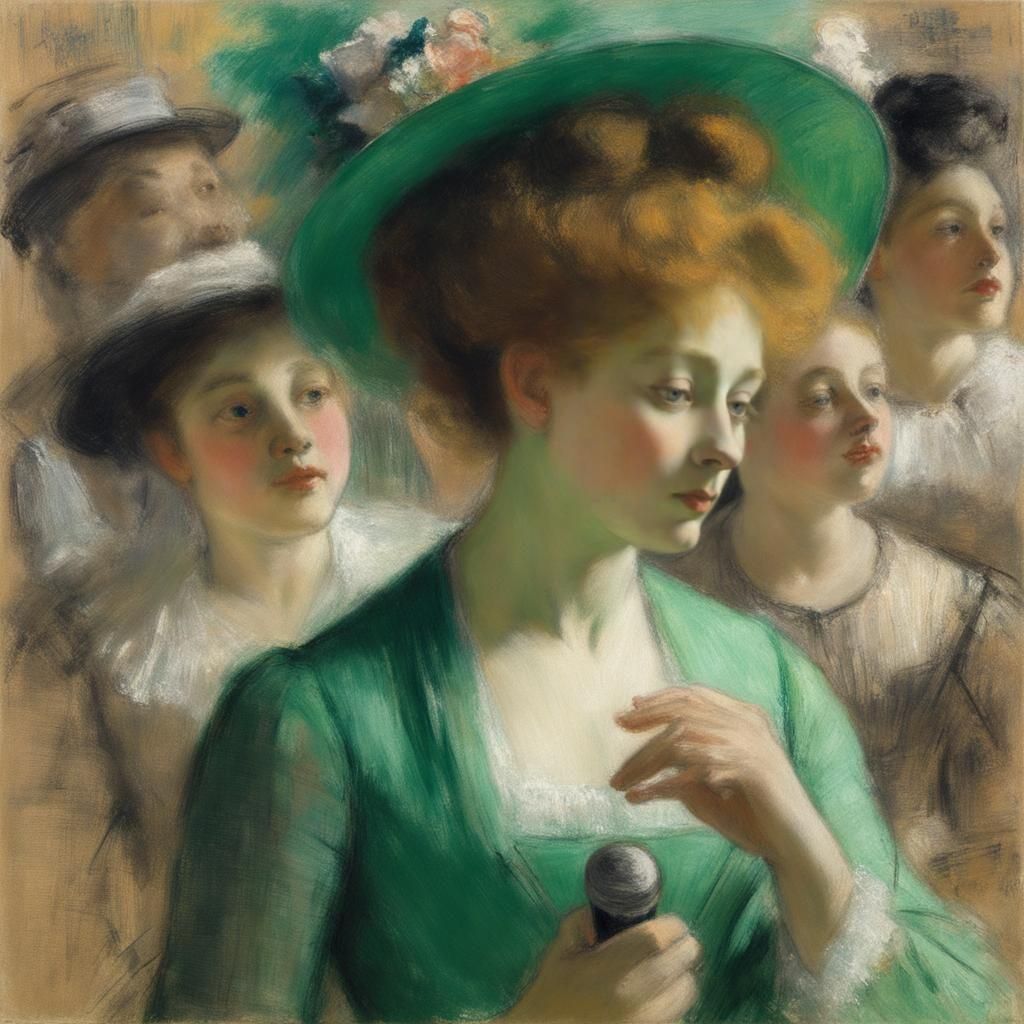 The Singer in Green en 1884, Pastel on paper à la façon d'  ...