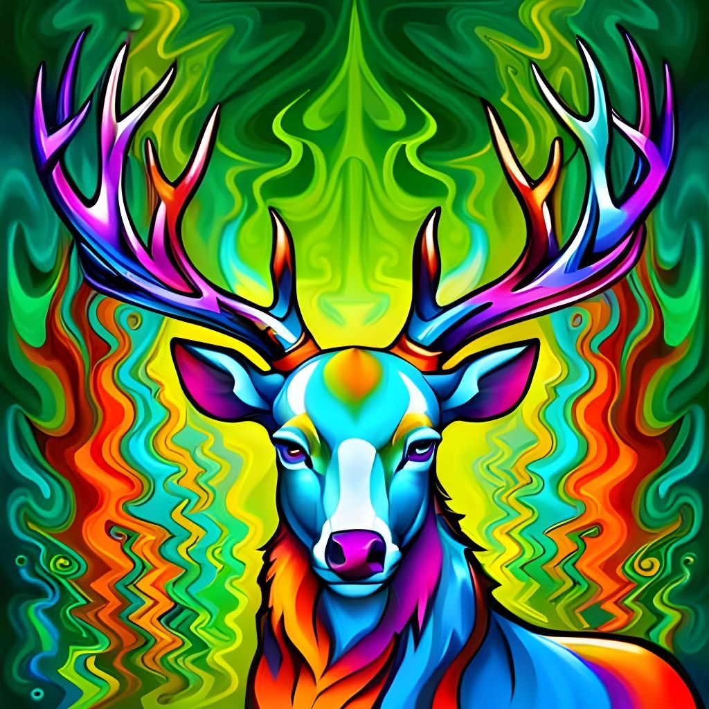 Majestic Glass Deer Digital Illustration in Hyperrealistic S...
