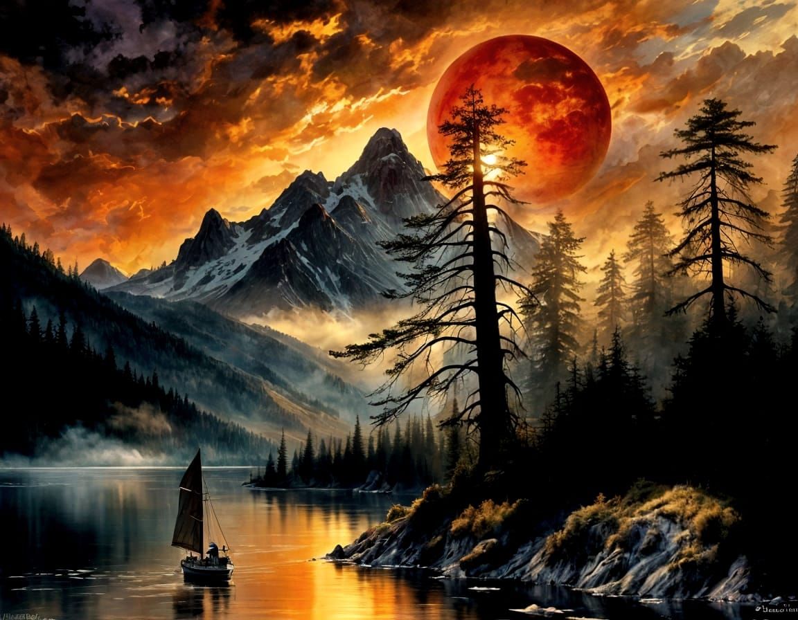 Tranquil Ascension of the Harvest Moon  by @Dryheat