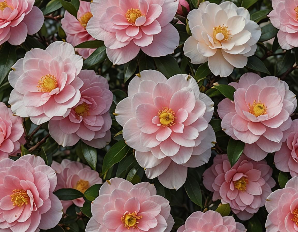 Camellia Flowers' in full bloom