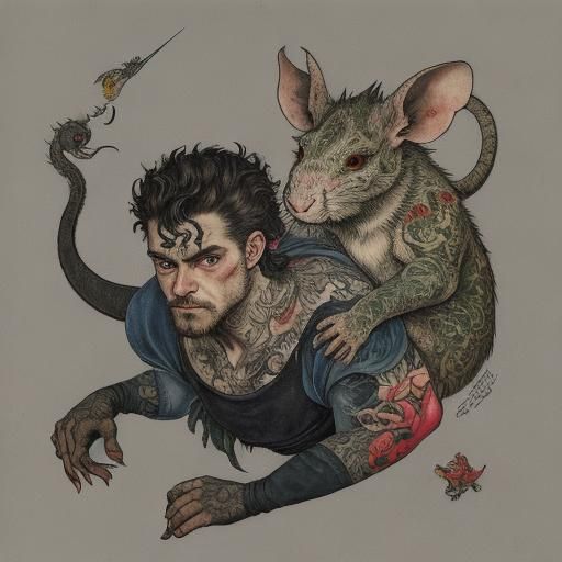 Brave rat with dragon head tattoo
Tattooed rat by Rubens, Eg...