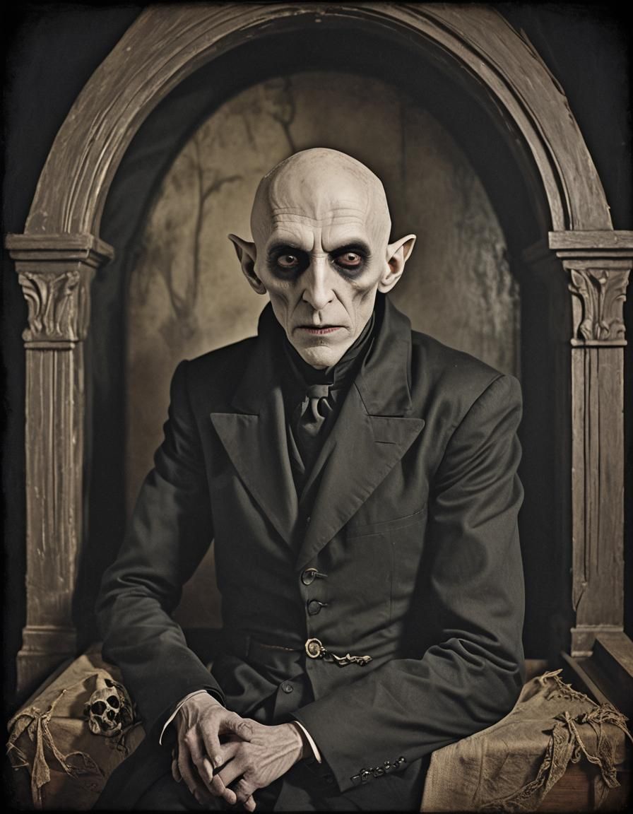 dark victorian era photograph vampire nosferatu portrait in ...