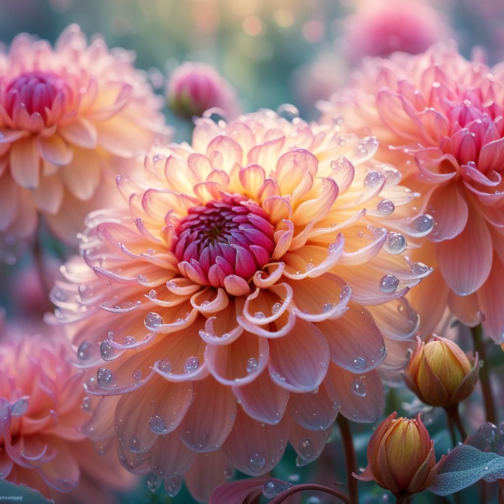 Macro photo of cherry dahlias  by @Alvija