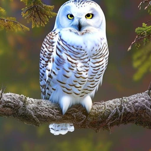 Owl Goddess with Snowy Owl, Digital Painting