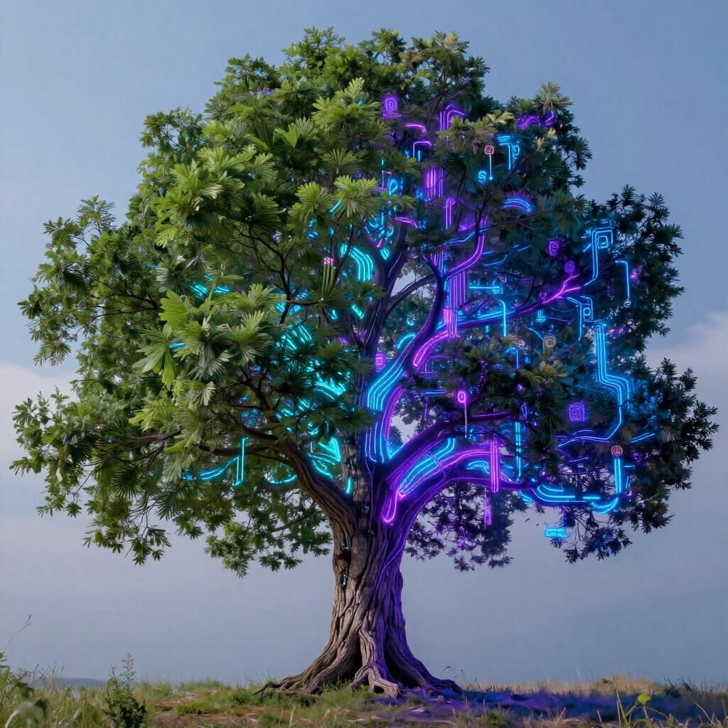 Nature Meets Digital: A Tree of Contrasts