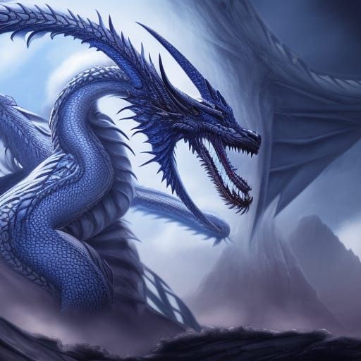 blue eyes white dragon - AI Generated Artwork - NightCafe Creator