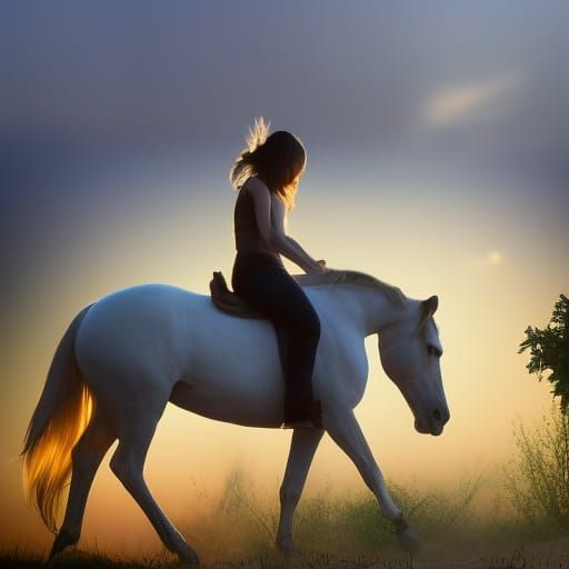 Horse in the light of the end of the day