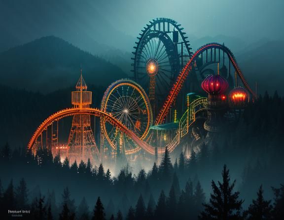 The Haunted Forest Amusement Park   by @Neosymbionic