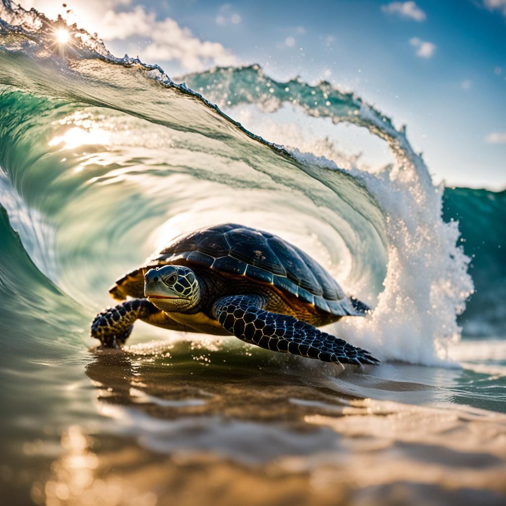 Turtle surfing  by @Dawson